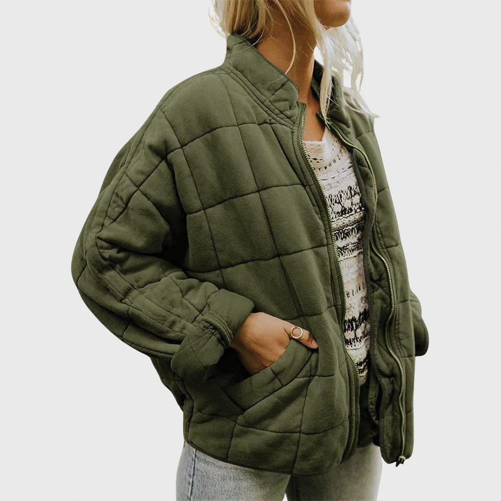 Emily Quilted Zip Jacket - Oversized Fleece-Blend Jacket - photo 1