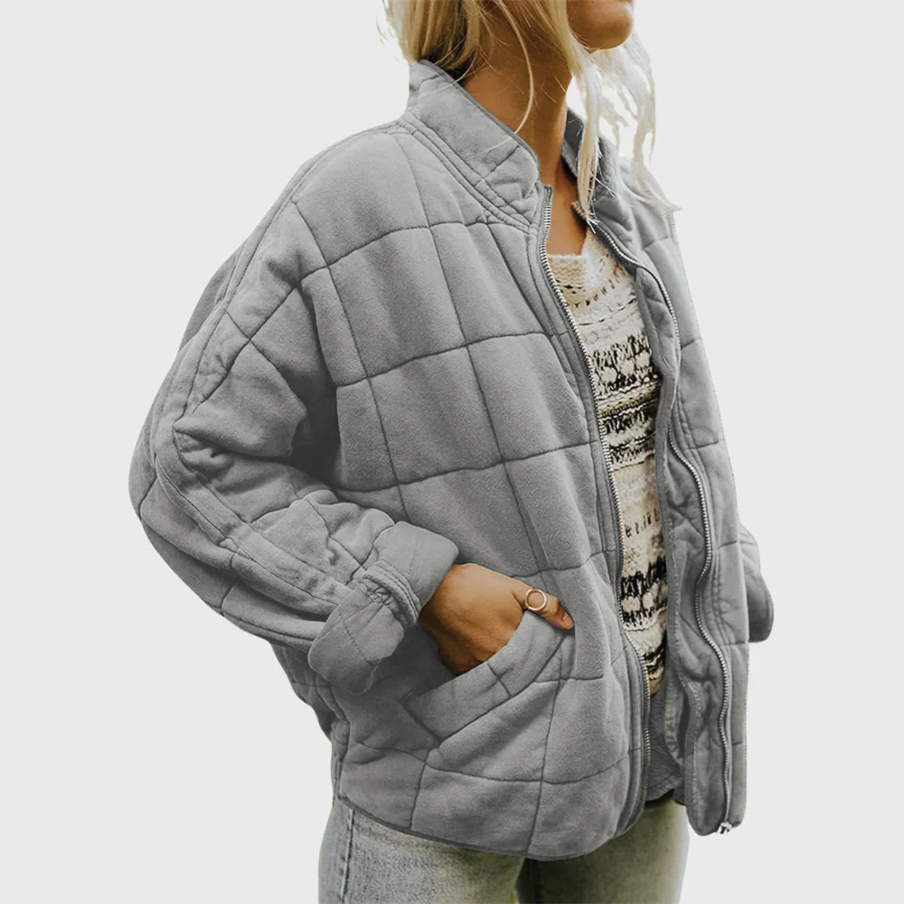 Emily Quilted Zip Jacket - Oversized Fleece-Blend Jacket - photo 5