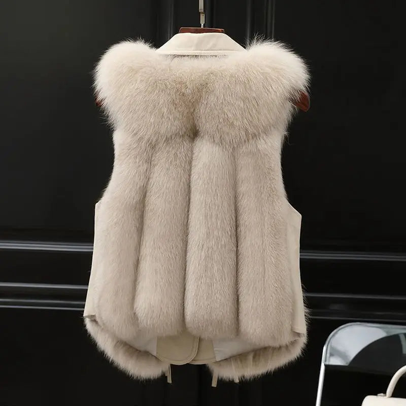 Empress Faux Fur Gilet with Adjustable Waist Ties for Women - photo 3