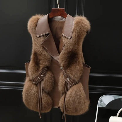 Empress Faux Fur Gilet with Adjustable Waist Ties for Women - photo 4