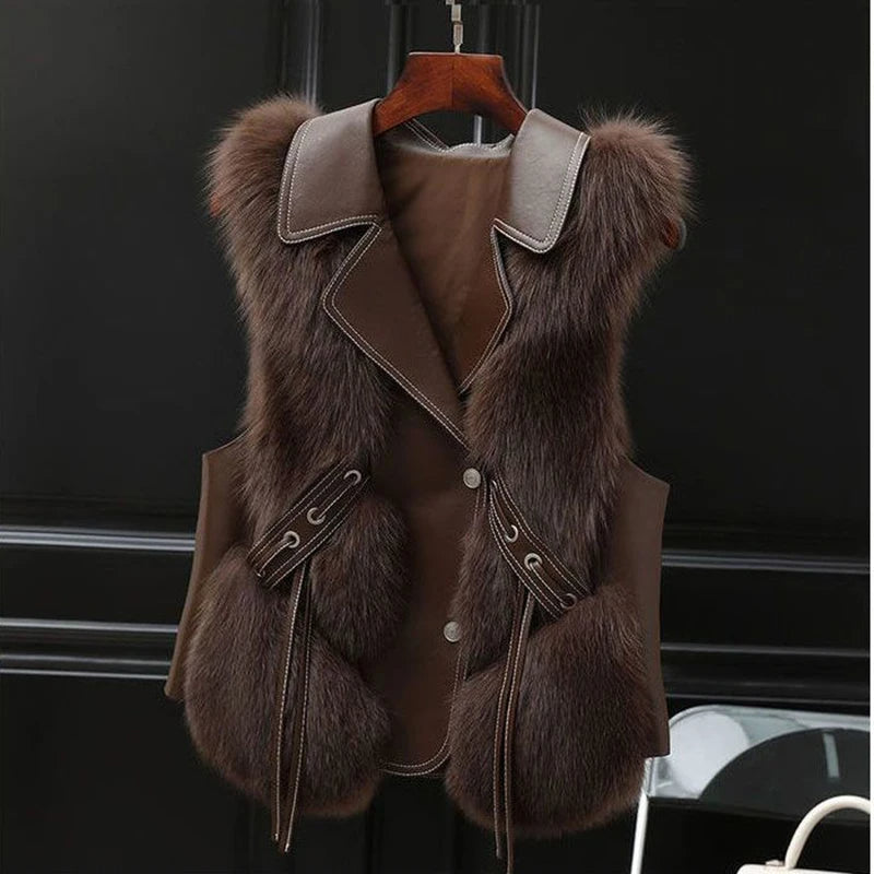 Empress Faux Fur Gilet with Adjustable Waist Ties for Women - photo 6