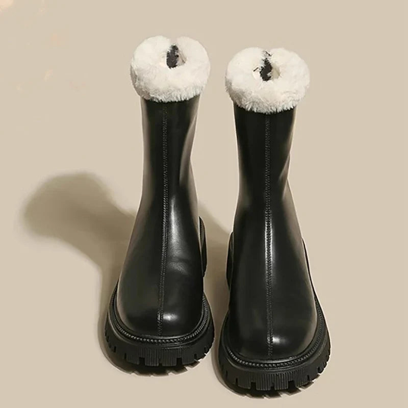 Fleece-Lined Ankle Boots with Chunky Treaded Sole for Women - photo 2