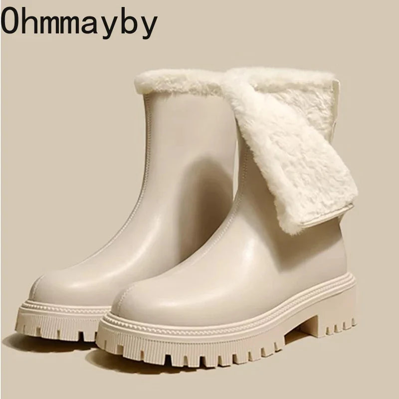 Fleece-Lined Ankle Boots with Chunky Treaded Sole for Women - photo 4