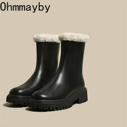 Fleece-Lined Ankle Boots with Chunky Treaded Sole for Women - photo 5