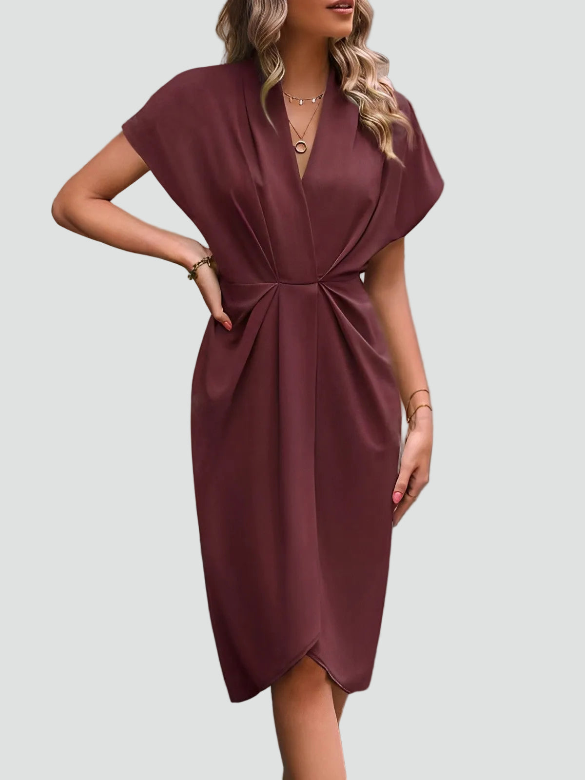 Georgia Wrap V-Neck Cocktail Midi Dress