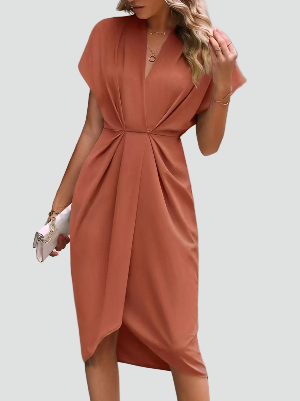 Georgia Wrap V-Neck Cocktail Midi Dress
