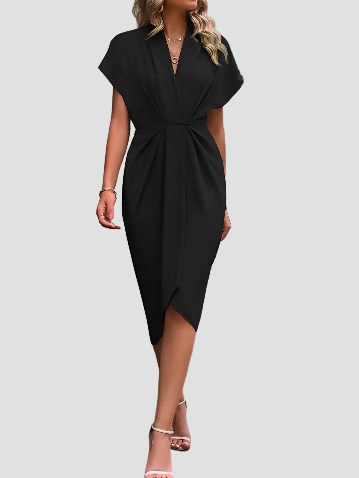 Georgia Wrap V-Neck Cocktail Midi Dress