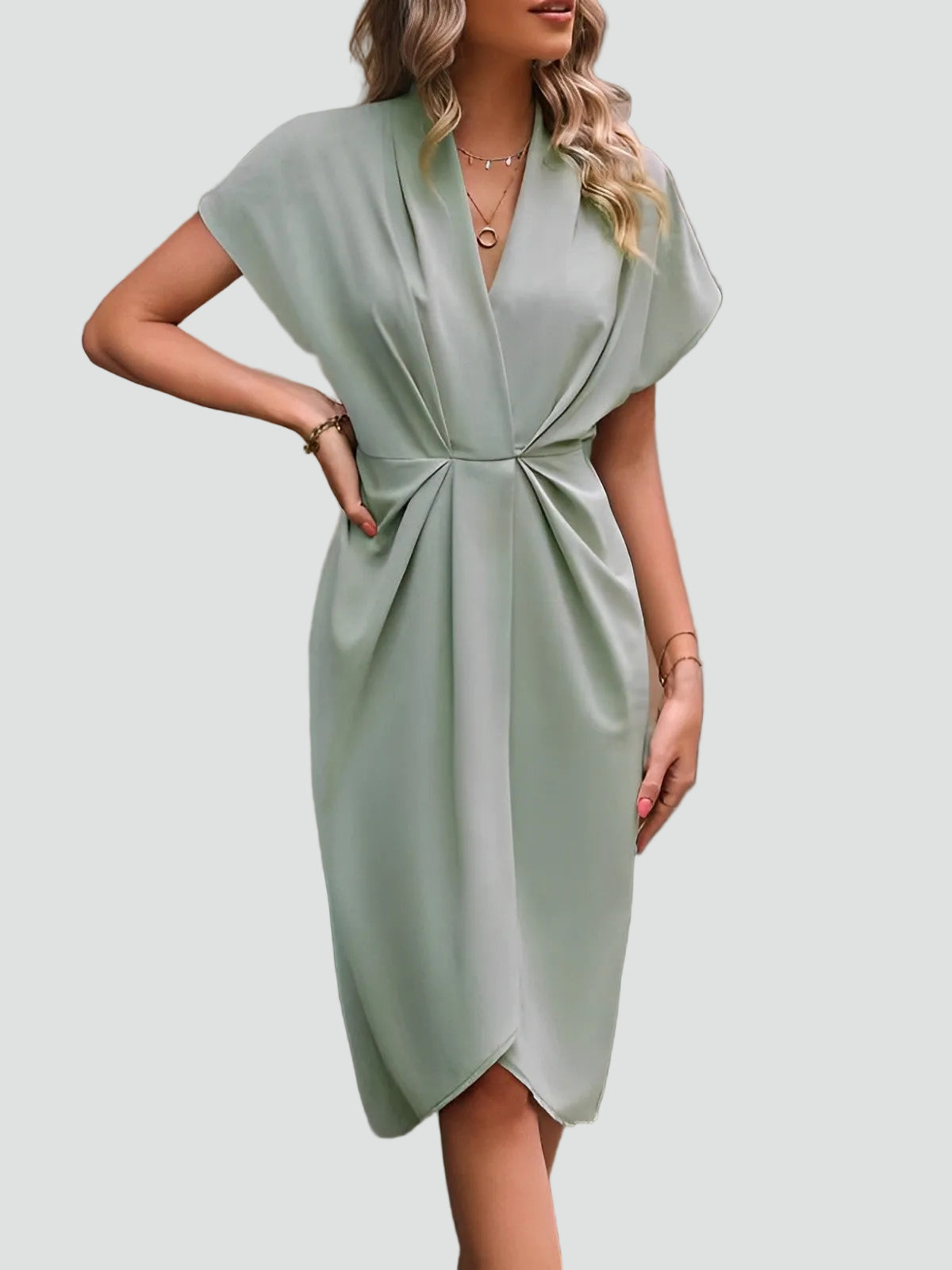 Georgia Wrap V-Neck Cocktail Midi Dress