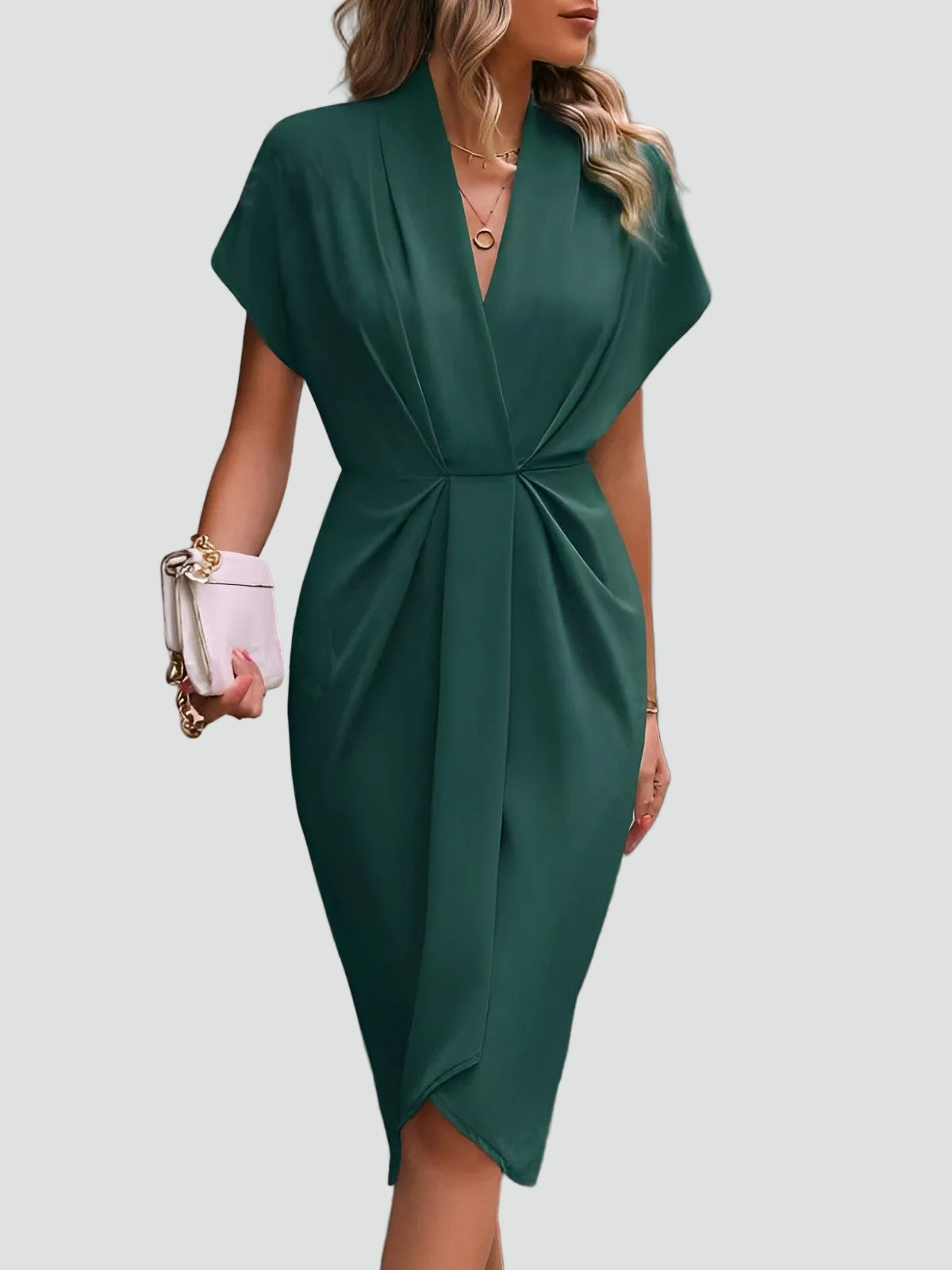 Georgia Wrap V-Neck Cocktail Midi Dress