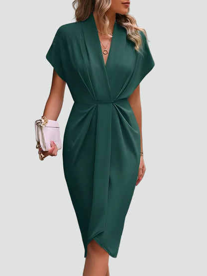 Georgia Wrap V-Neck Cocktail Midi Dress
