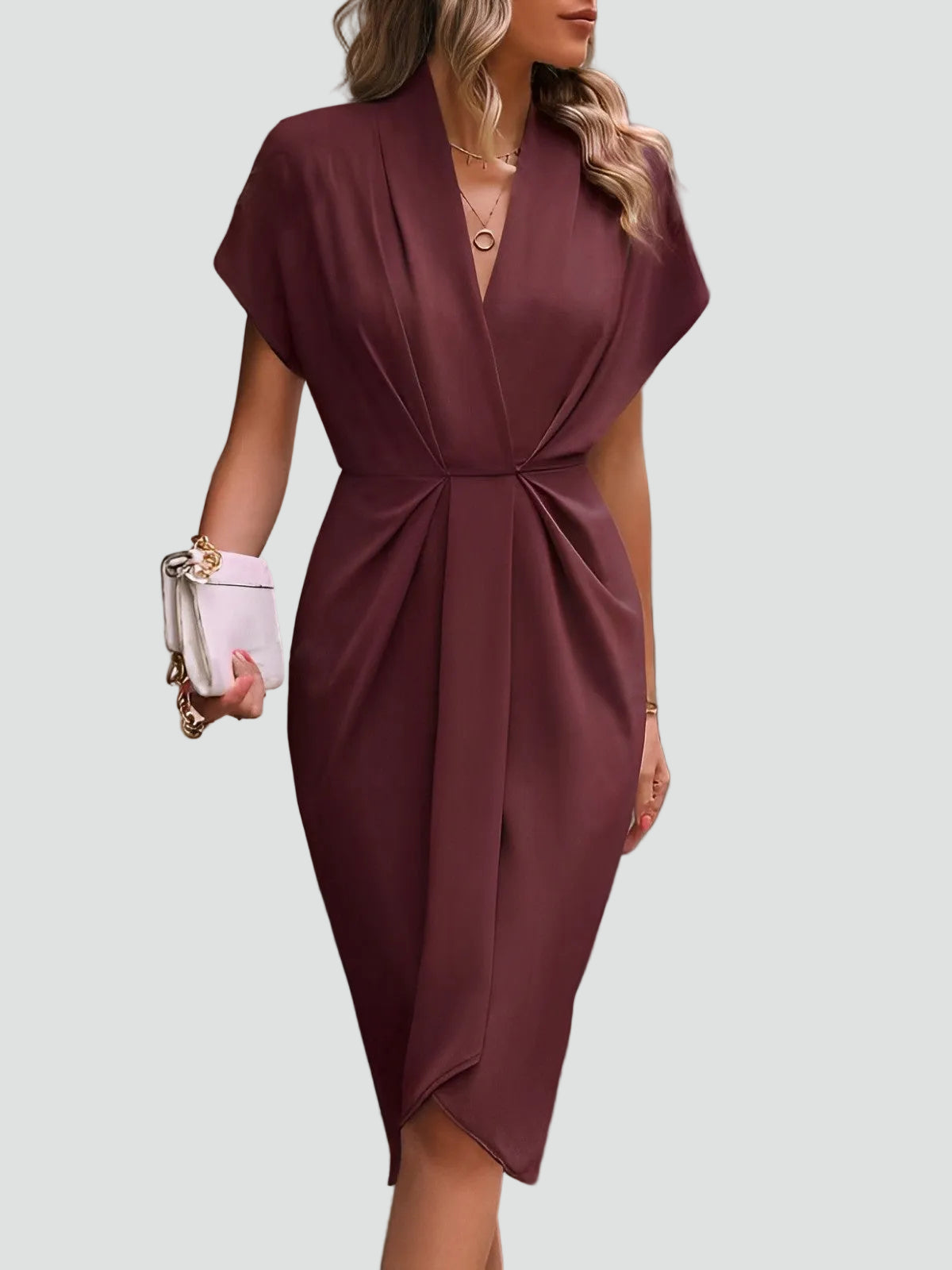 Georgia Wrap V-Neck Cocktail Midi Dress