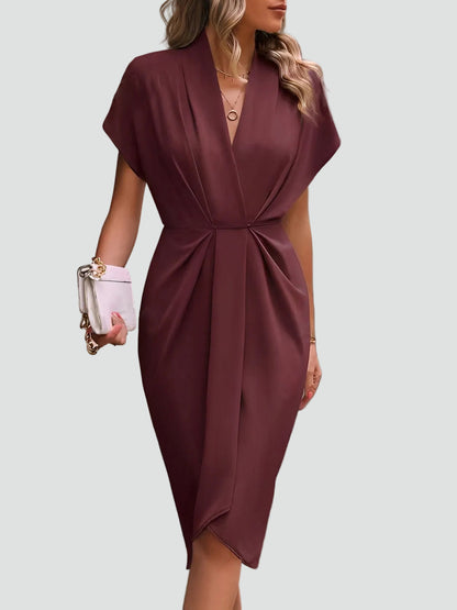 Georgia Wrap V-Neck Cocktail Midi Dress