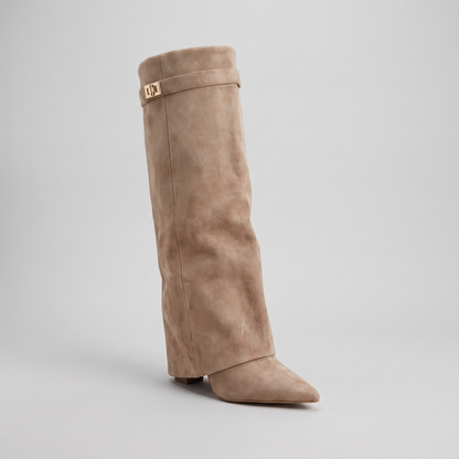 Hanna Fold-Over Knee-High Boots - Low Block Heel, Padded Footbed - photo 1