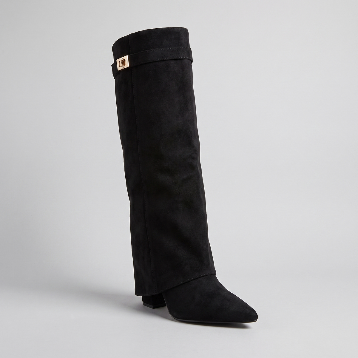 Hanna Fold-Over Knee-High Boots - Low Block Heel, Padded Footbed - photo 2