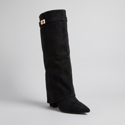 Hanna Fold-Over Knee-High Boots - Low Block Heel, Padded Footbed - photo 2