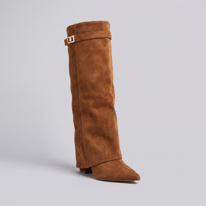 Hanna Fold-Over Knee-High Boots - Low Block Heel, Padded Footbed - photo 3