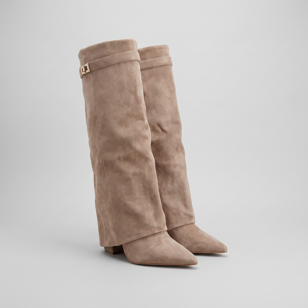 Hanna Fold-Over Knee-High Boots - Low Block Heel, Padded Footbed - photo 5