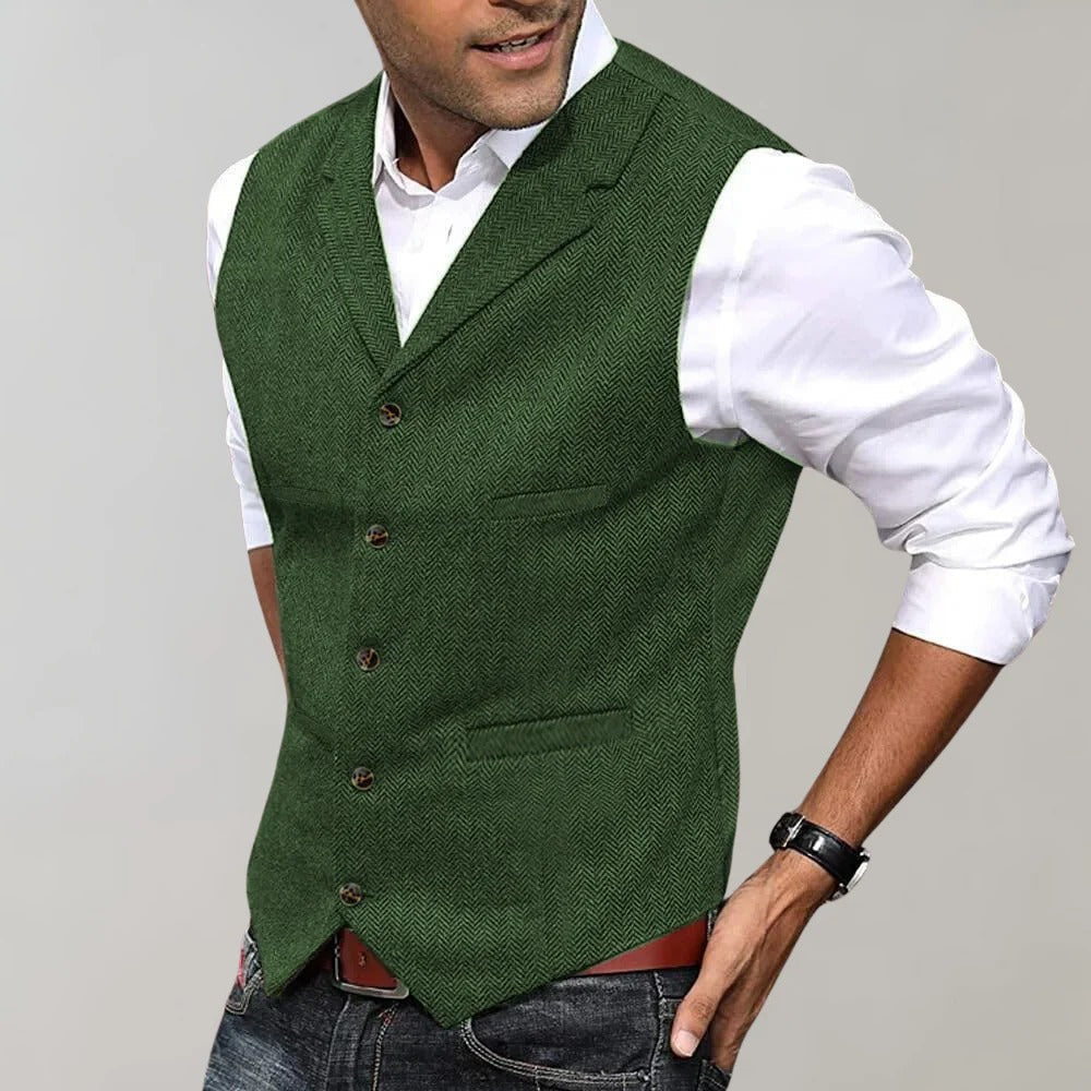 Henry Men's Herringbone Waistcoat