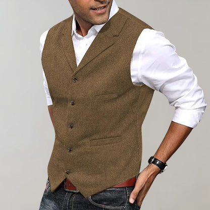 Henry Men's Herringbone Waistcoat