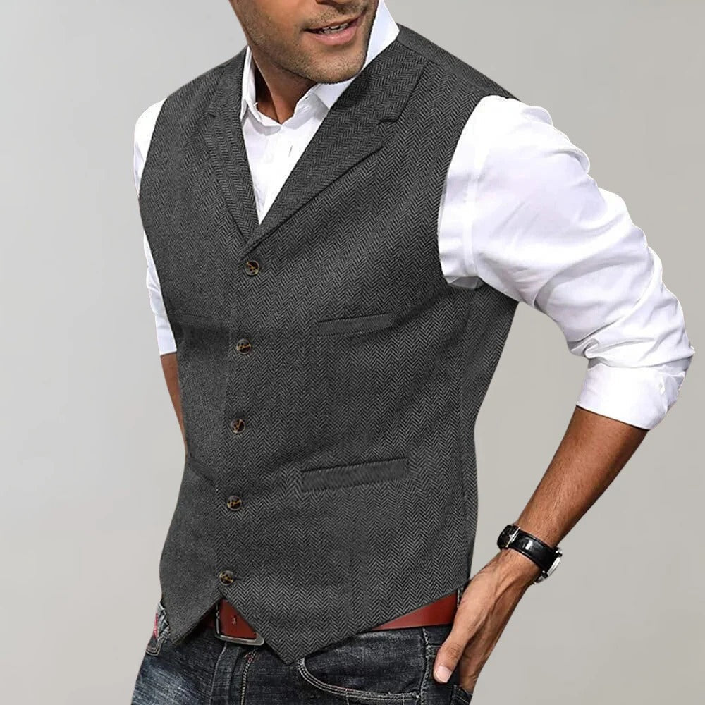 Henry Men's Herringbone Waistcoat