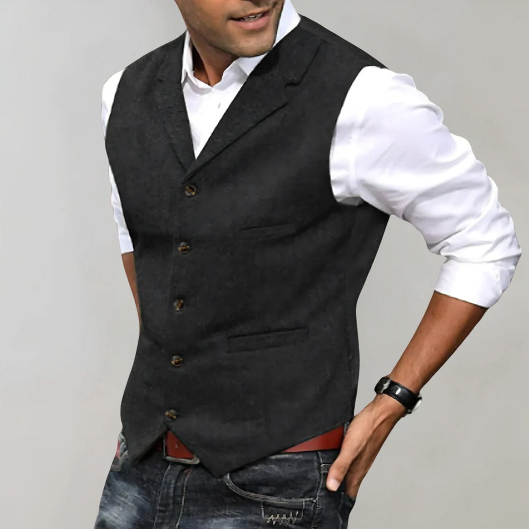 Henry Men's Herringbone Waistcoat