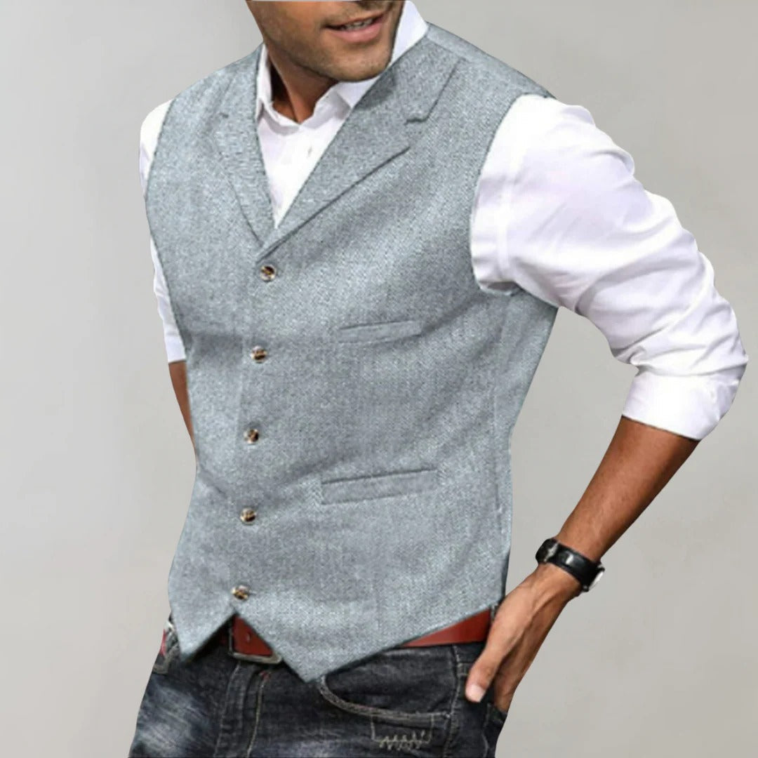 Henry Men's Herringbone Waistcoat