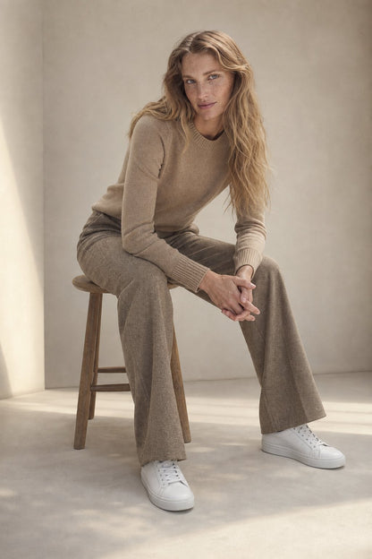 High-Waist Straight-Leg Wool Blend Trousers for Women - photo 3