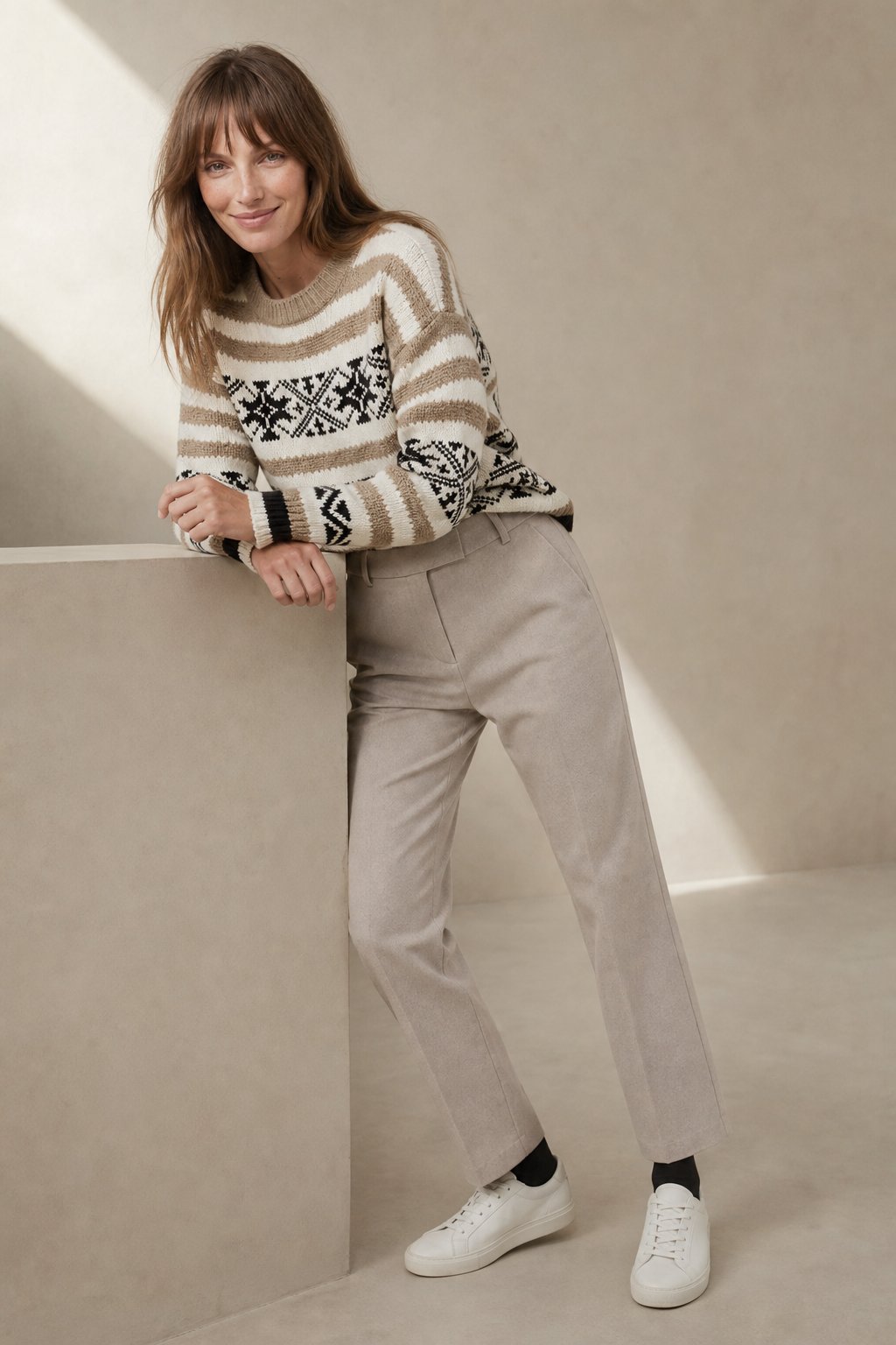 High-Waist Straight-Leg Wool Blend Trousers for Women - photo 6