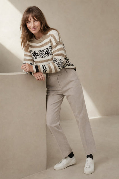 High-Waist Straight-Leg Wool Blend Trousers for Women - photo 6