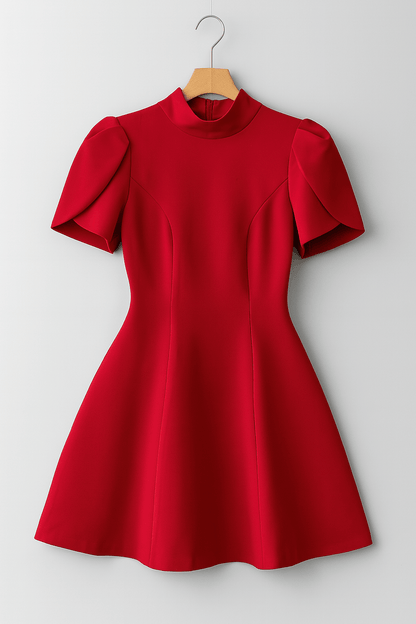 Iris Structured Puff-Sleeve Mini Dress