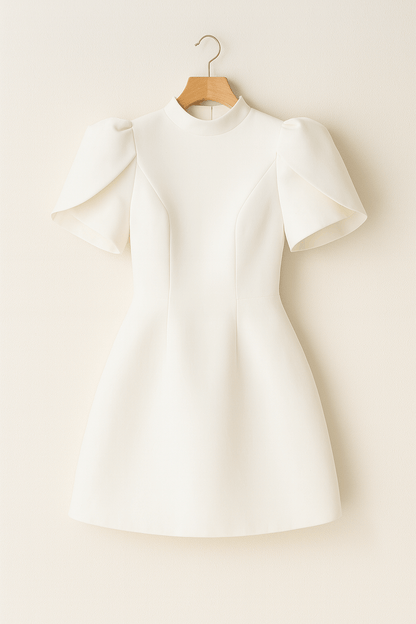 Iris Structured Puff-Sleeve Mini Dress