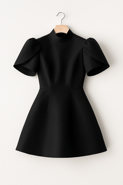 Iris Structured Puff-Sleeve Mini Dress