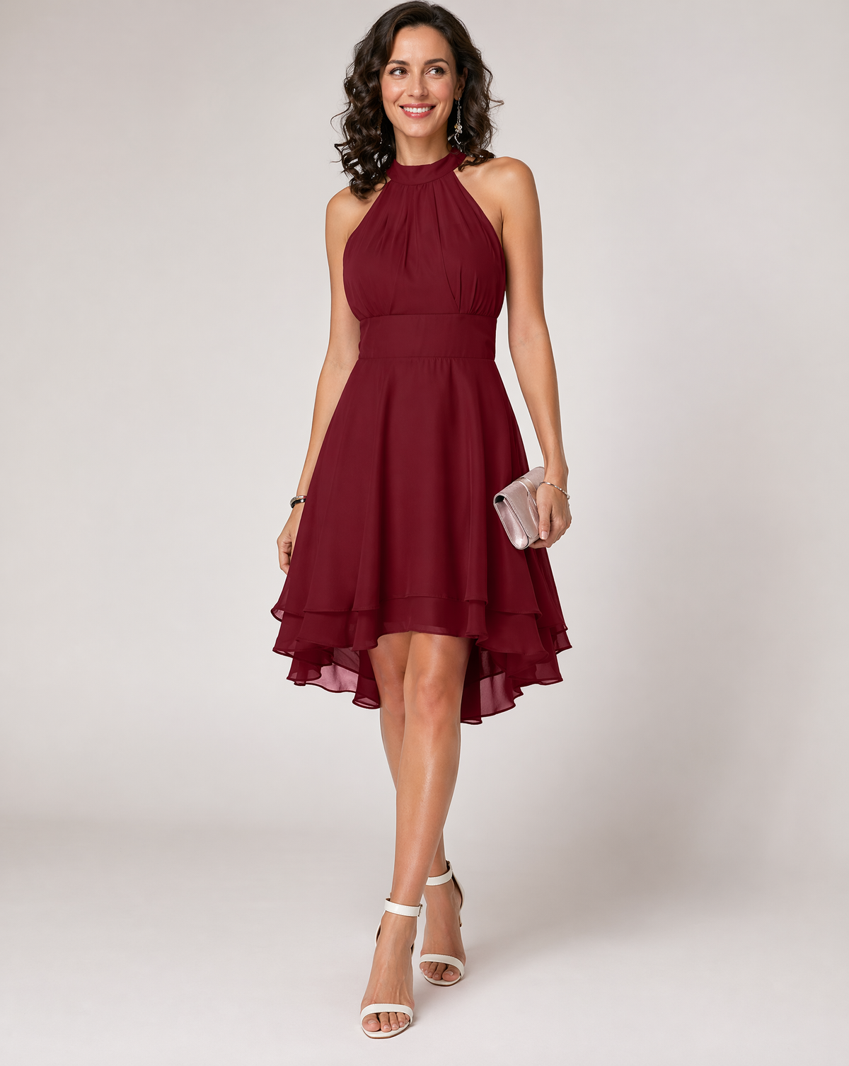 Janet Halter Ruffle Midi Dress