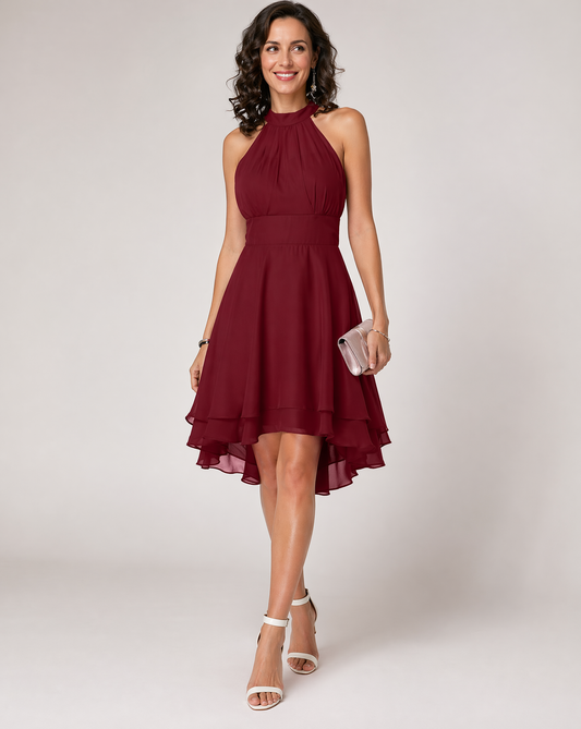 Janet Halter Ruffle Midi Dress