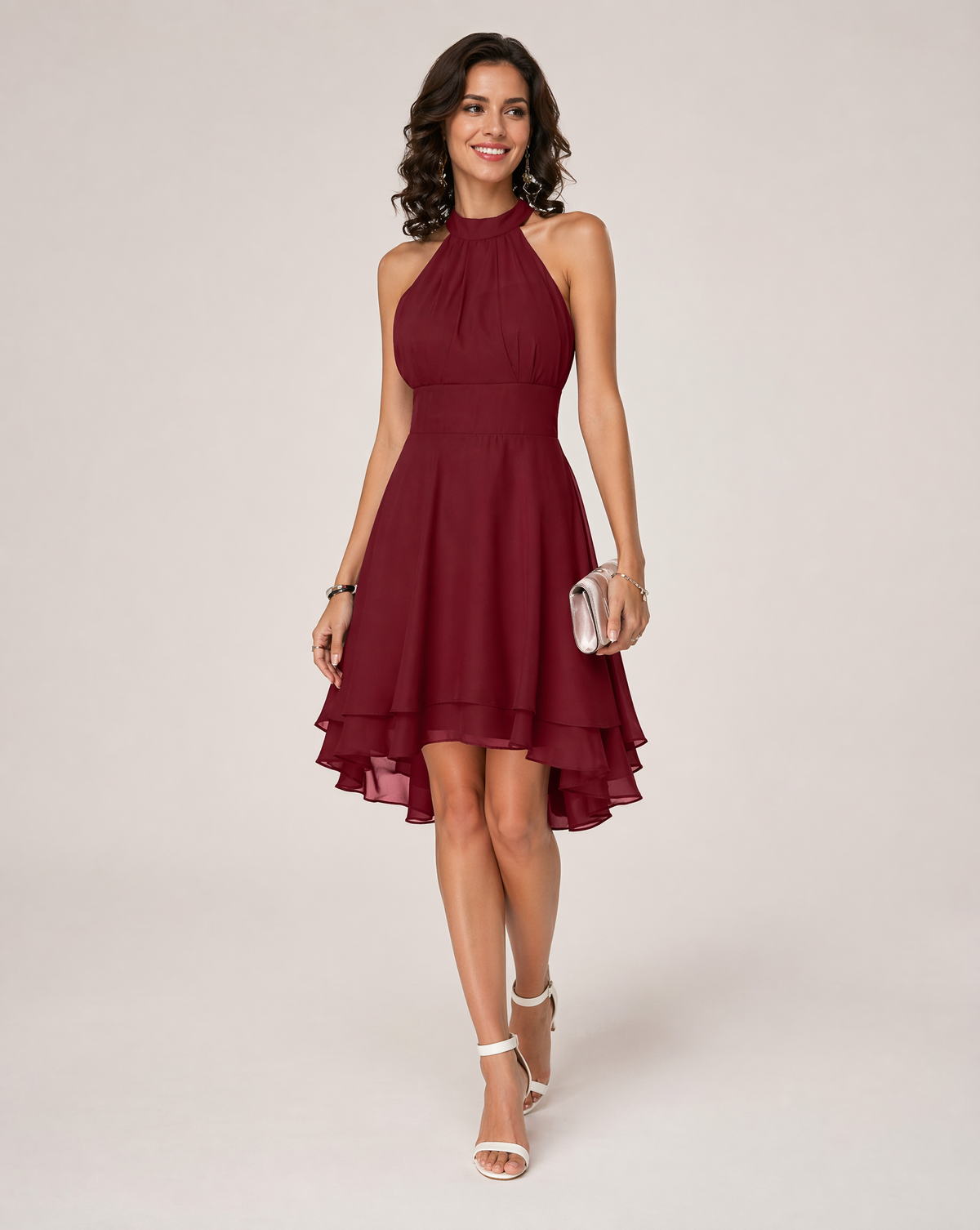 Janet Halter Ruffle Midi Dress