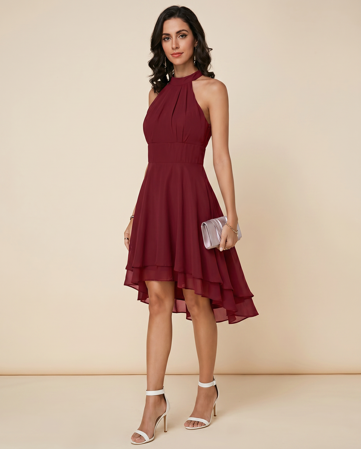 Janet Halter Ruffle Midi Dress