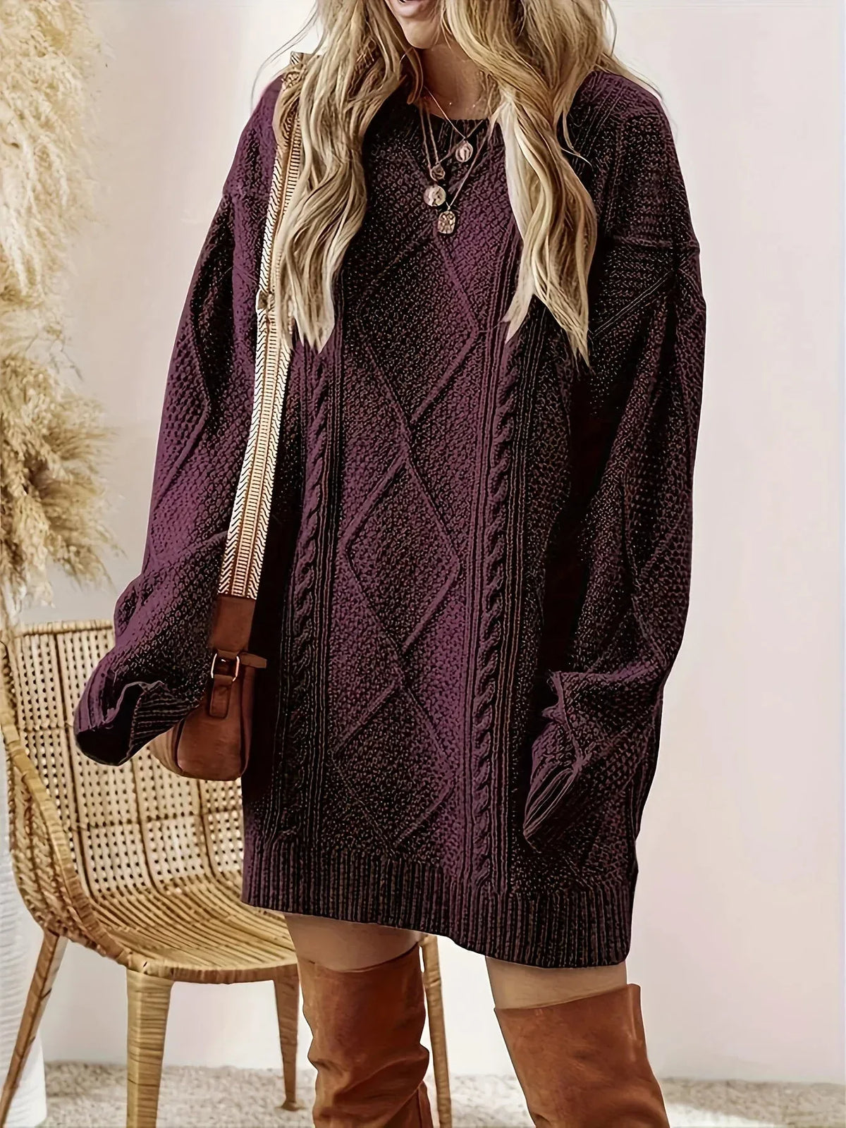 Juno Chunky Cable-Knit Jumper Dress