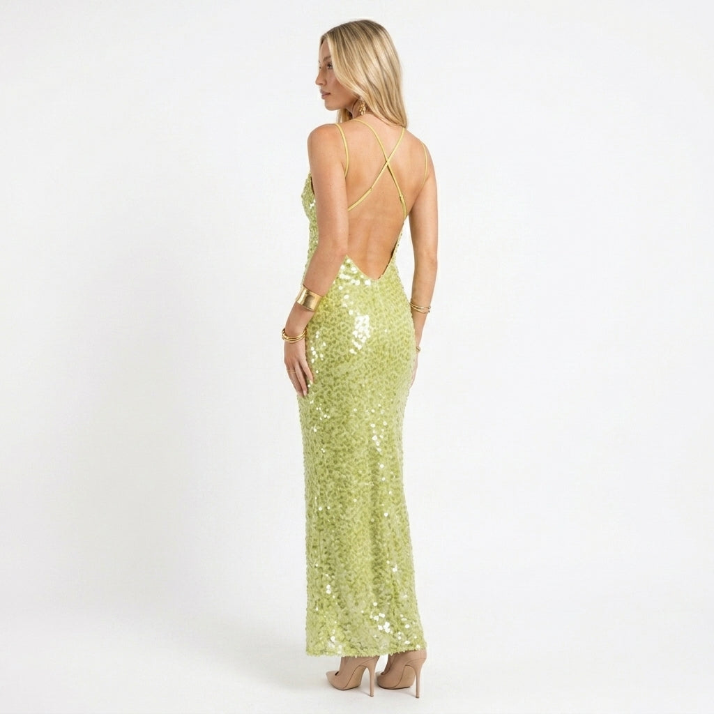 Kara Backless Sequin Maxi Dress