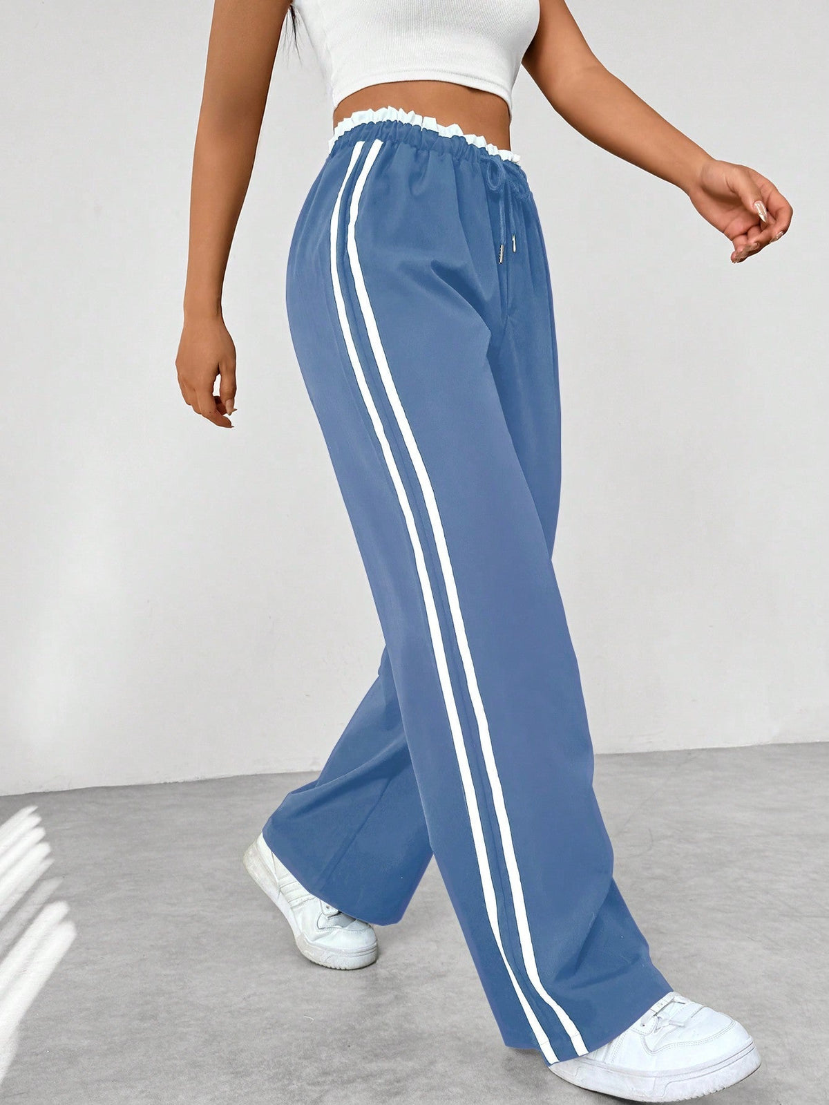 Kiki Side-Stripe Wide-Leg Track Pants
