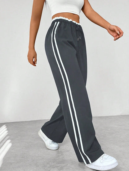 Kiki Side-Stripe Wide-Leg Track Pants