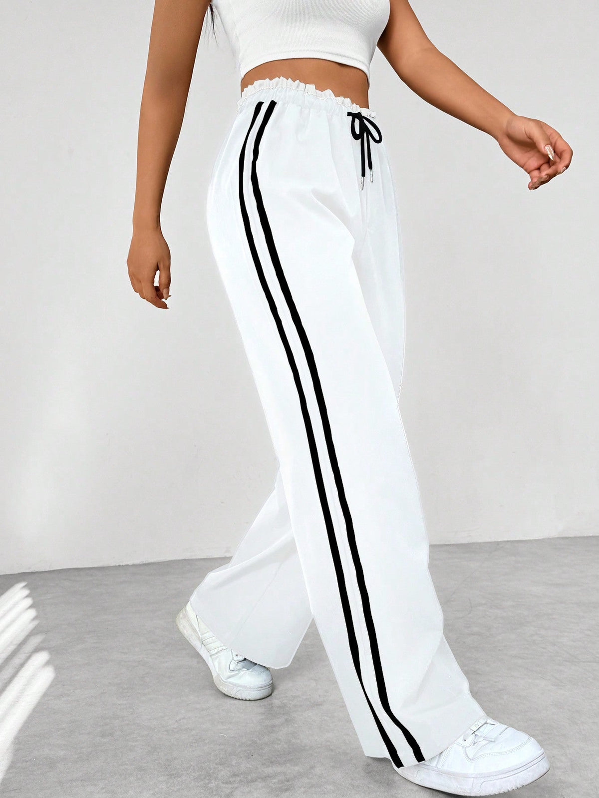 Kiki Side-Stripe Wide-Leg Track Pants