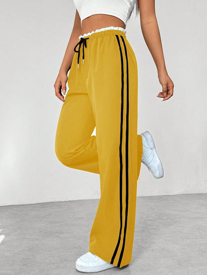 Kiki Side-Stripe Wide-Leg Track Pants