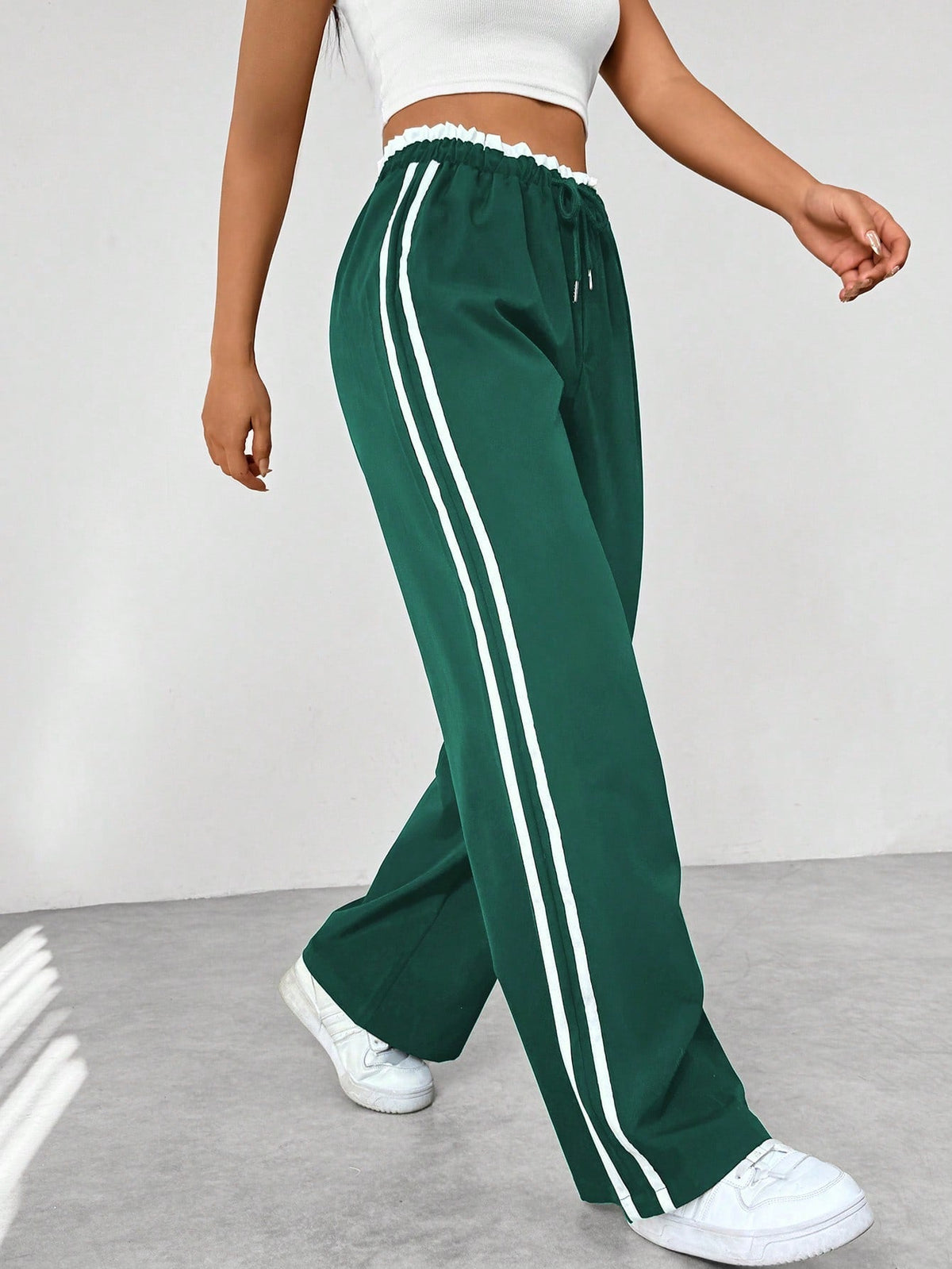 Kiki Side-Stripe Wide-Leg Track Pants