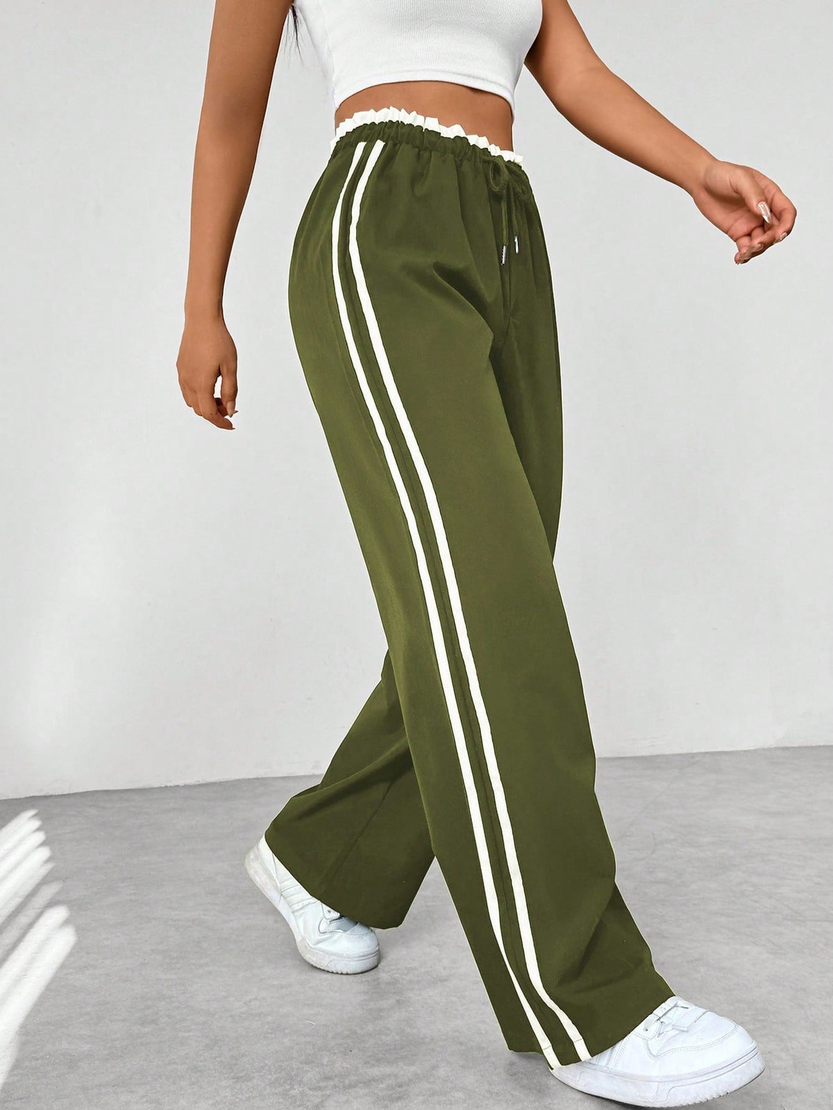 Kiki Side-Stripe Wide-Leg Track Pants