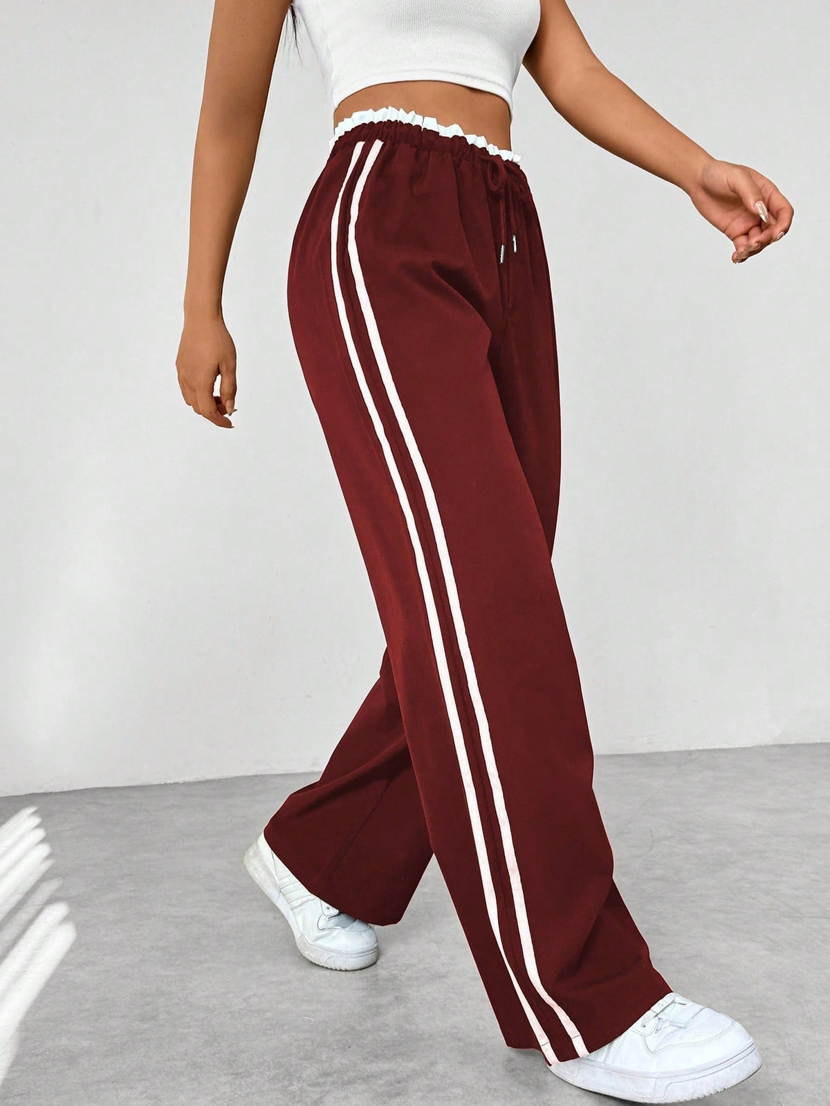 Kiki Side-Stripe Wide-Leg Track Pants