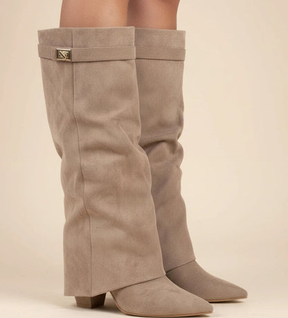 Knee-High Slouch Boots with Pointed Toe Design for Women - photo 1