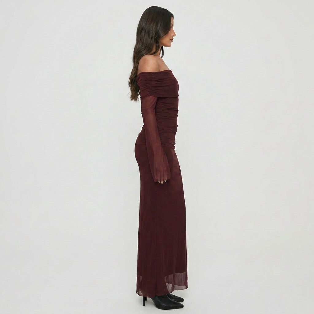 Lexi Tulle Bardot Maxi Dress
