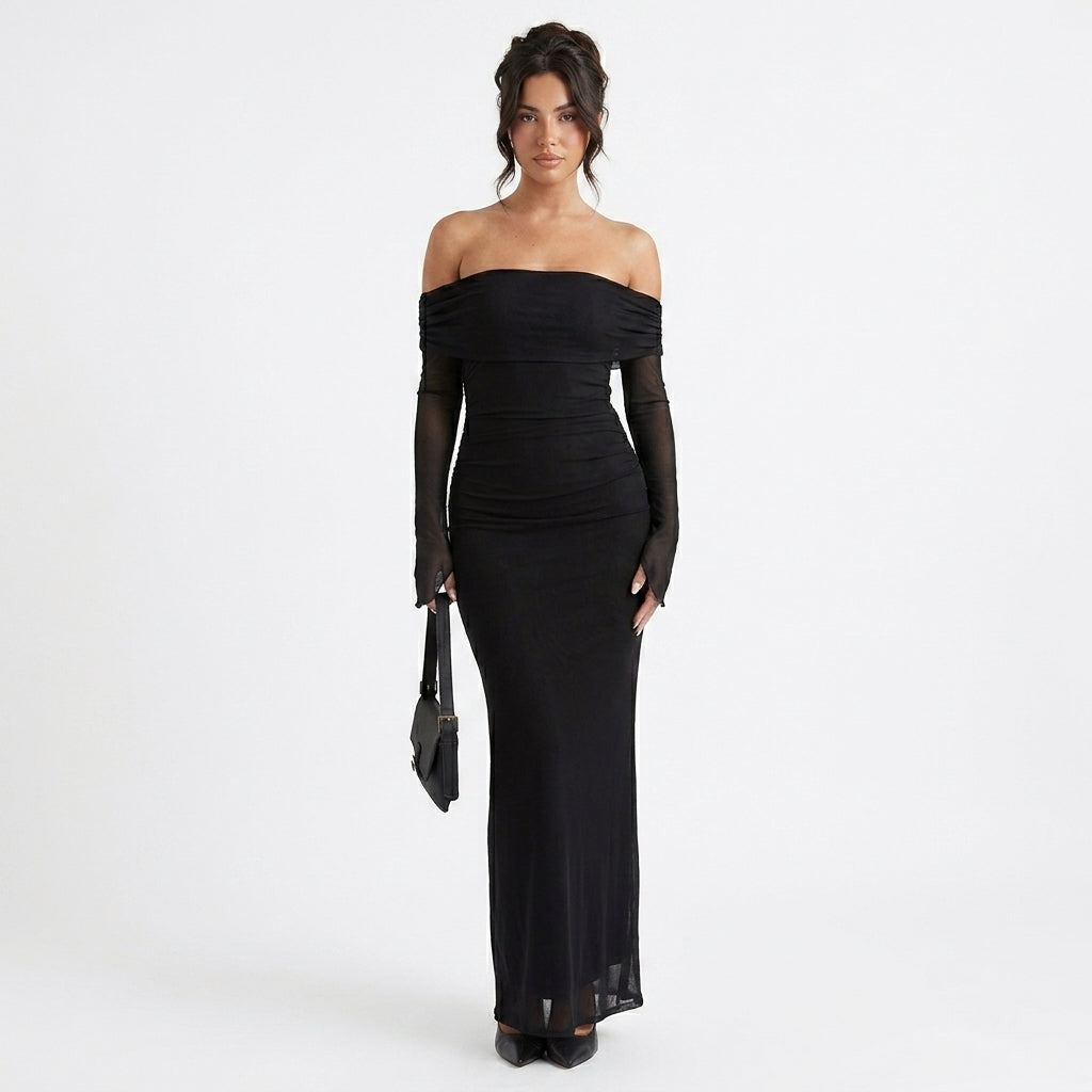Lexi Tulle Bardot Maxi Dress
