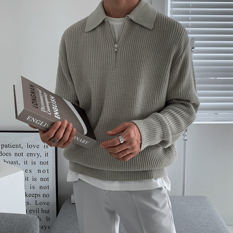 Louis Men's Half-Zip Knitted Polo Jumper