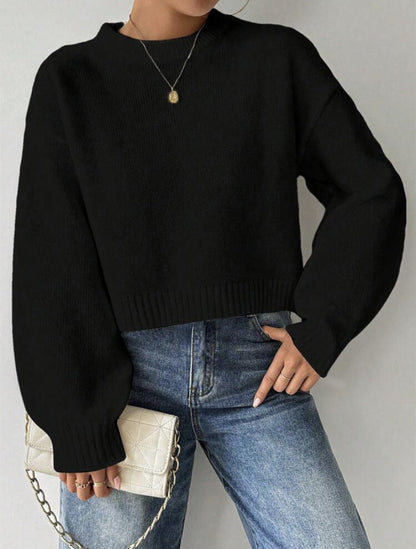 Lucy Cropped Crew-Neck Knit Jumper
